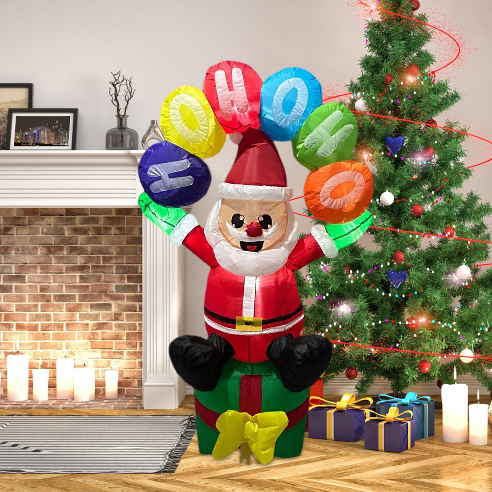 Christmas Lights Outdoor - ซานต้าเป่าลมตกแต่งพร้อมไฟ LED ของตกแต่งซานต้าเป่าลมสำหรับคริสต์มาส สำหรับสนามหญ้า ระเบียง งานปาร์ตี้