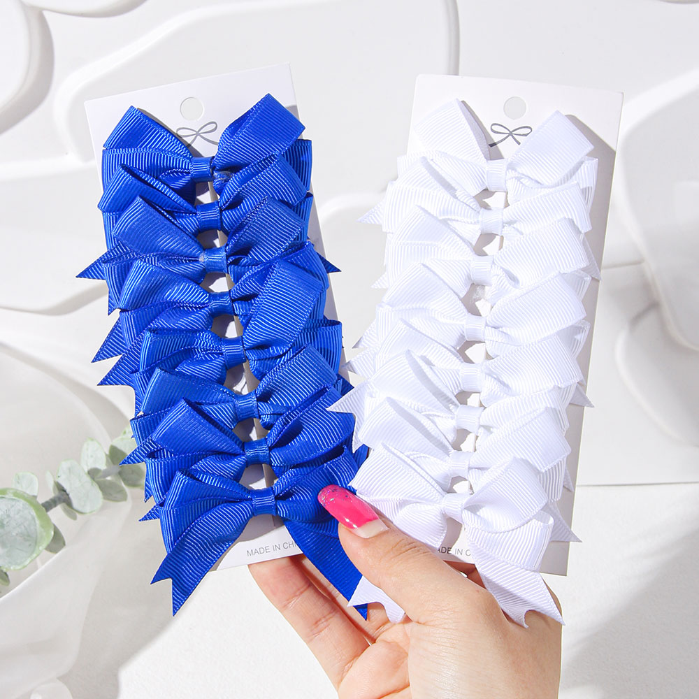 Ribbon Bow Gift - กิ๊บติดผมริบบิ้นสีฟ้าขาว 2/4/6 ชิ้น สำหรับเด็กผู้หญิง น่ารัก ทันสมัย