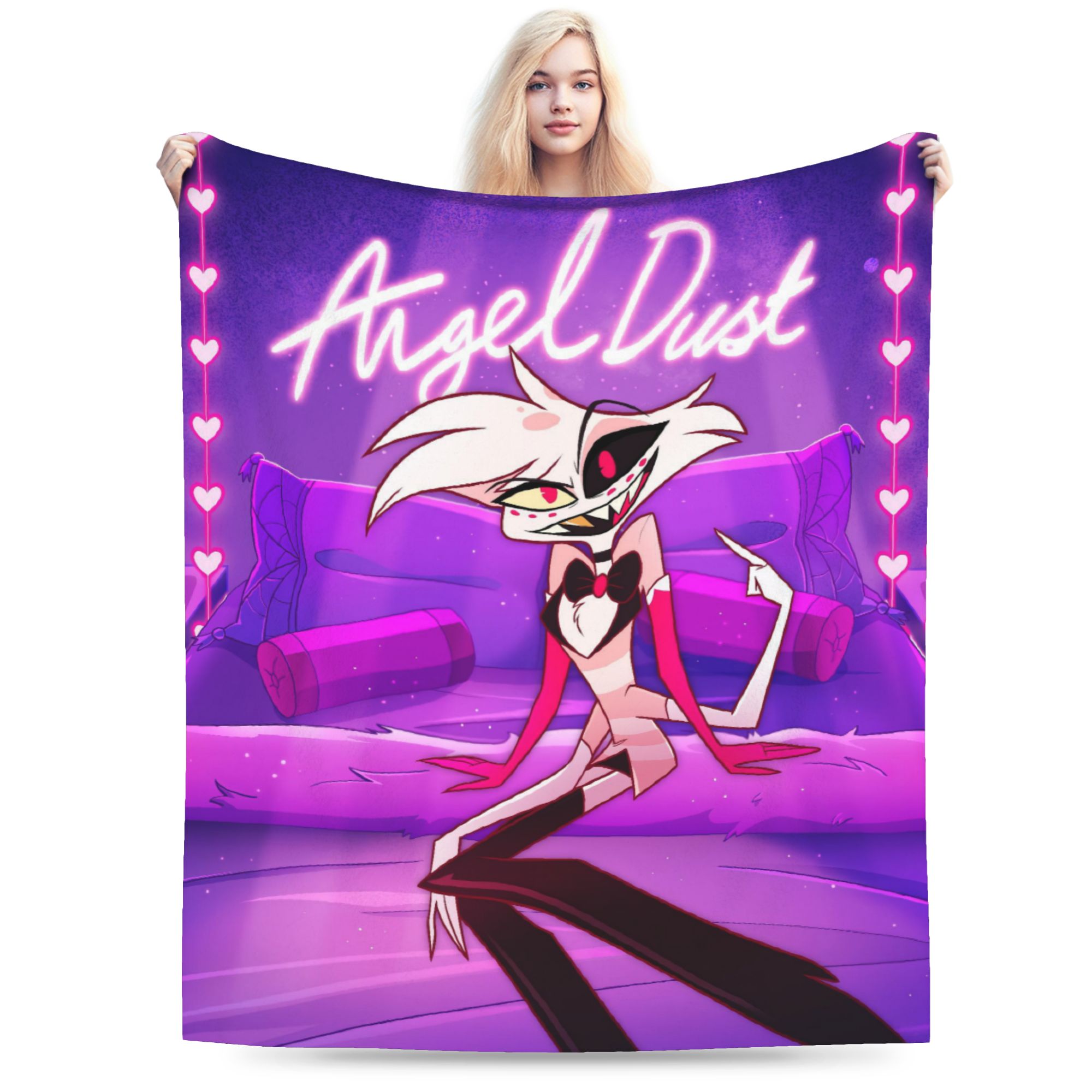 Christmas Throw Blanket - ผ้าห่มลายการ์ตูน Hazbin Hotel ลาย Angel Dusts