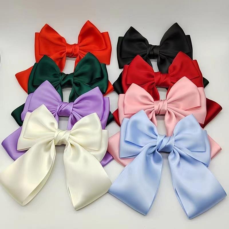 Ribbon Bow Gift - กิ๊บติดผมริบบิ้นโบว์สีพื้นแบบใหม่ กิ๊บติดผมโบว์ผูกผมสำหรับผู้หญิง กิ๊บติดผมหางม้า ที่คาดผมสำหรับเด็กผู้หญิง เครื่องประดับผม ของขวัญ