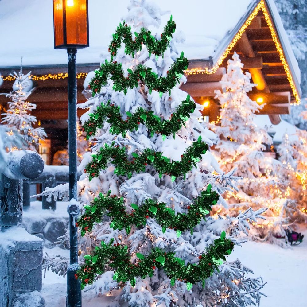 Tinsel Garland Decoration - พวงมาลัยคริสต์มาสแบบใช้ซ้ำได้ 2 ชิ้น ยาว 2 เมตร