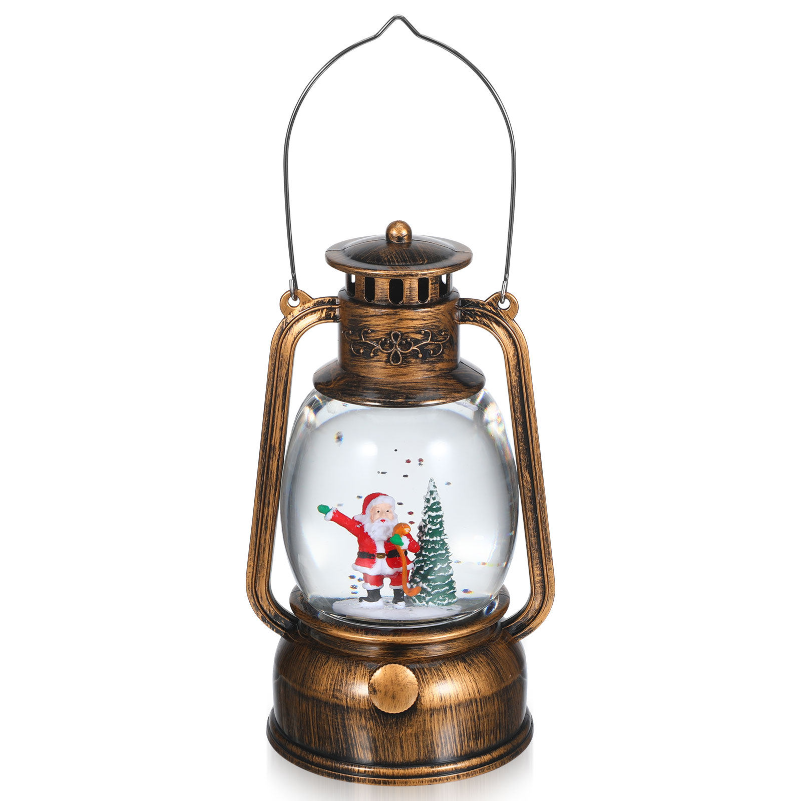 Snow Globe Musical - โคมไฟลูกโลกหิมะมีไฟพร้อมเสียงเพลง ลายซานต้าหมุนพร้อมกลิตเตอร์ สำหรับตกแต่งเทศกาลคริสต์มาส ตกแต่งโต๊ะ ชั้นวางของในบ้าน