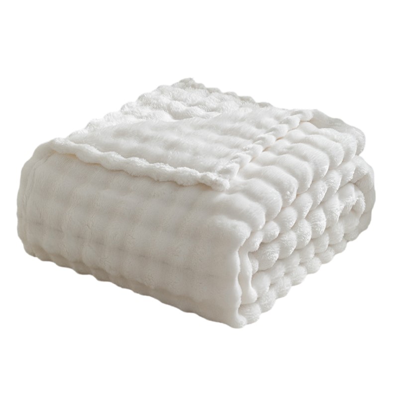 Christmas Throw Blanket - ผ้าห่มขนแกะสีขาวแบบ 3D ลายฟองอากาศ ผ้าฟลีซเนื้อนุ่ม ผ้าห่มอุ่นสบายสำหรับโซฟา ของขวัญคริสต์มาส