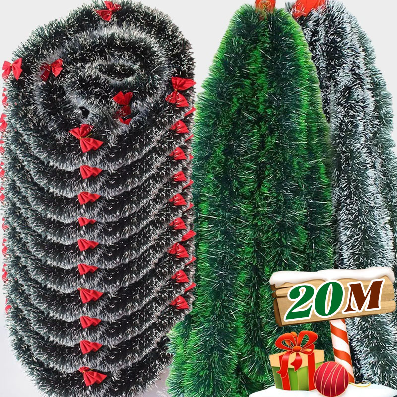 Tinsel Garland Decoration - ริบบิ้นตกแต่งคริสต์มาสแบบมีกลิตเตอร์ สำหรับตกแต่งต้นคริสต์มาส งานปาร์ตี้ ตกแต่งบ้าน และกลางแจ้ง