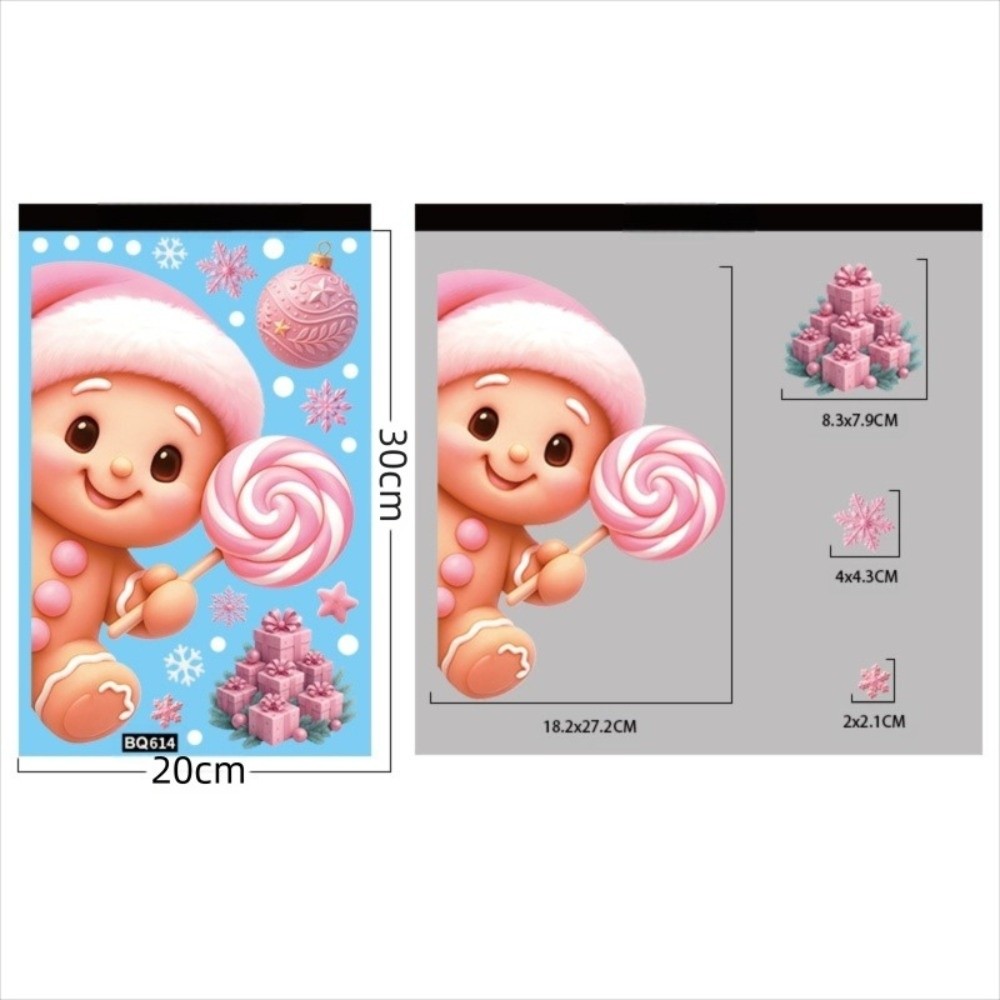 Snowflake Window Decal - สติกเกอร์ติดกระจก PVC ลายเกล็ดหิมะ ซานตาคลอส ตกแต่งหน้าต่างคริสต์มาส ลายกวางเรนเดียร์