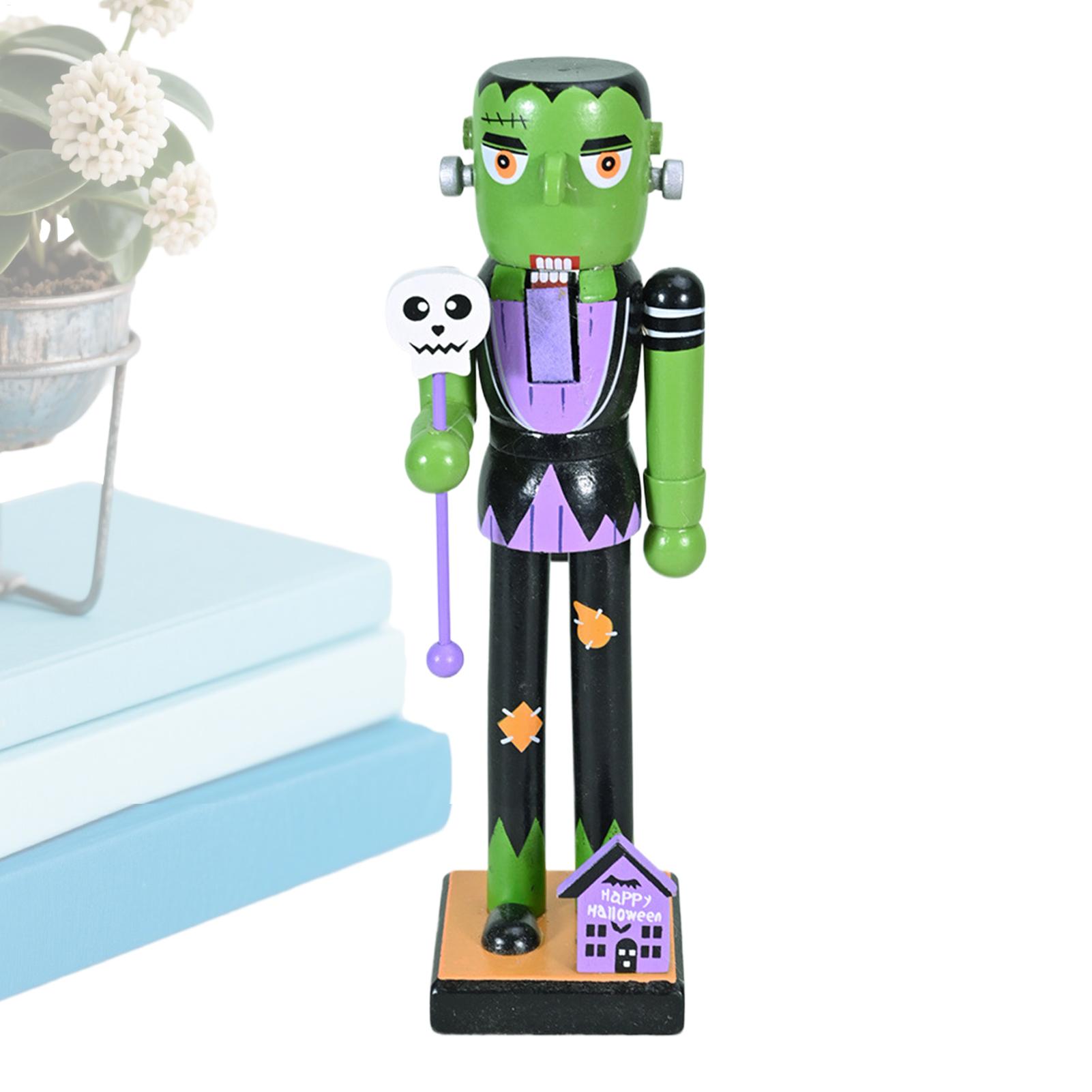 Nutcracker Figurine - ของตกแต่งวันฮาโลวีน ตุ๊กตานัทแครกเกอร์ไม้ โครงกระดูกฟักทอง ตุ๊กตานัทแครกเกอร์ฮาโลวีน ของชำร่วยใส่ถุงของขวัญ สำหรับตกแต่งบ้าน