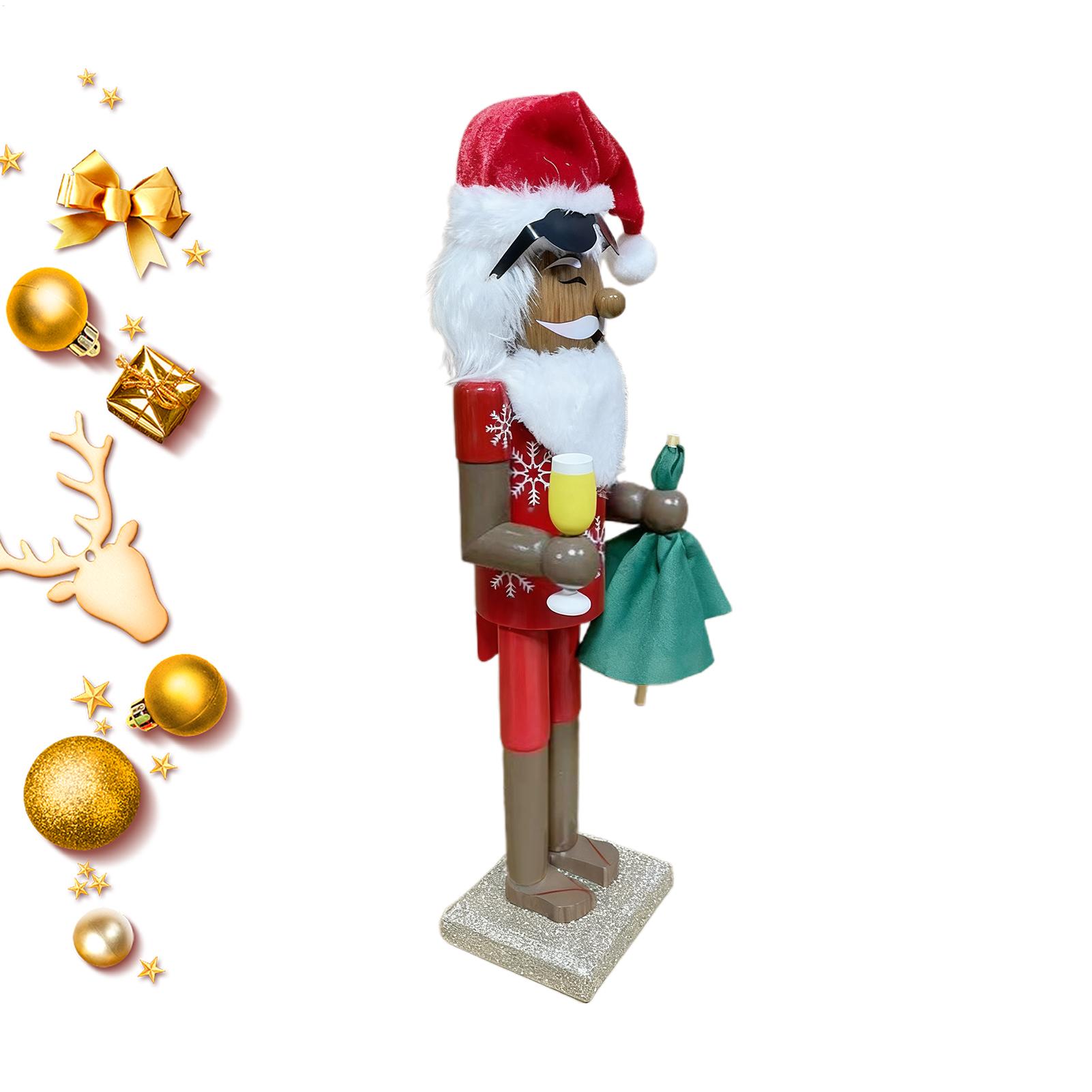 Nutcracker Figurine - ของตกแต่งคริสต์มาสรูปนัทแครกเกอร์ ซานต้าแบบแอฟริกัน ของสะสมไม้รูปนัทแครกเกอร์แบบดั้งเดิม ของตกแต่งวันหยุดสำหรับห้องครัว