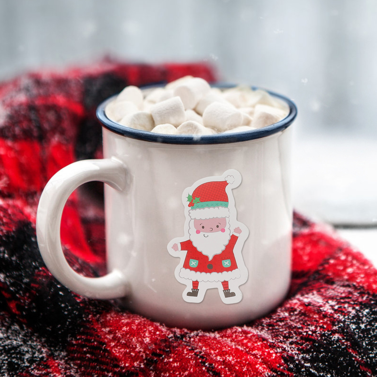 Snowflake Window Decal - สติกเกอร์คริสต์มาสแบบมีกาวในตัว 40 ชิ้น ลายเกล็ดหิมะ ซานตา ลูกกวาง