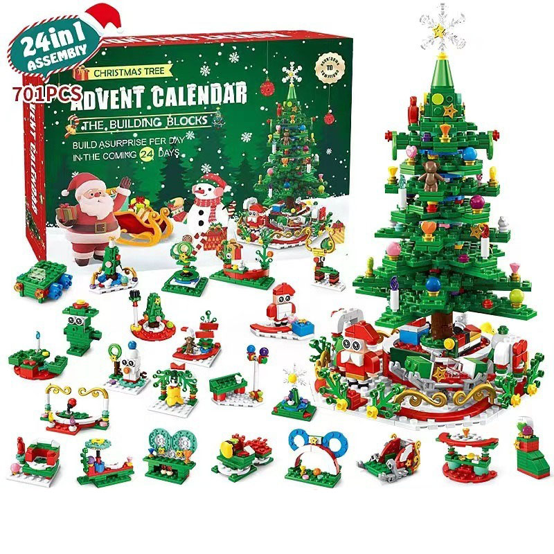 Advent Calendar Gift - กล่องของขวัญปฏิทินนับถอยหลังคริสต์มาสแบบซีรีส์ 24 วัน รูปทรงต้นคริสต์มาส ของขวัญปีใหม่และคริสต์มาส
