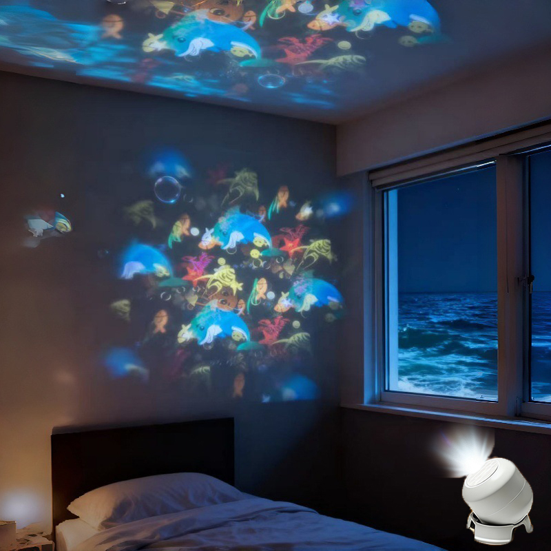 Christmas Lights Outdoor - ไฟโปรเจคเตอร์แบบไดนามิก หมุนได้ ลายคริสต์มาสและมหาสมุทร โคมไฟ LED สร้างบรรยากาศ