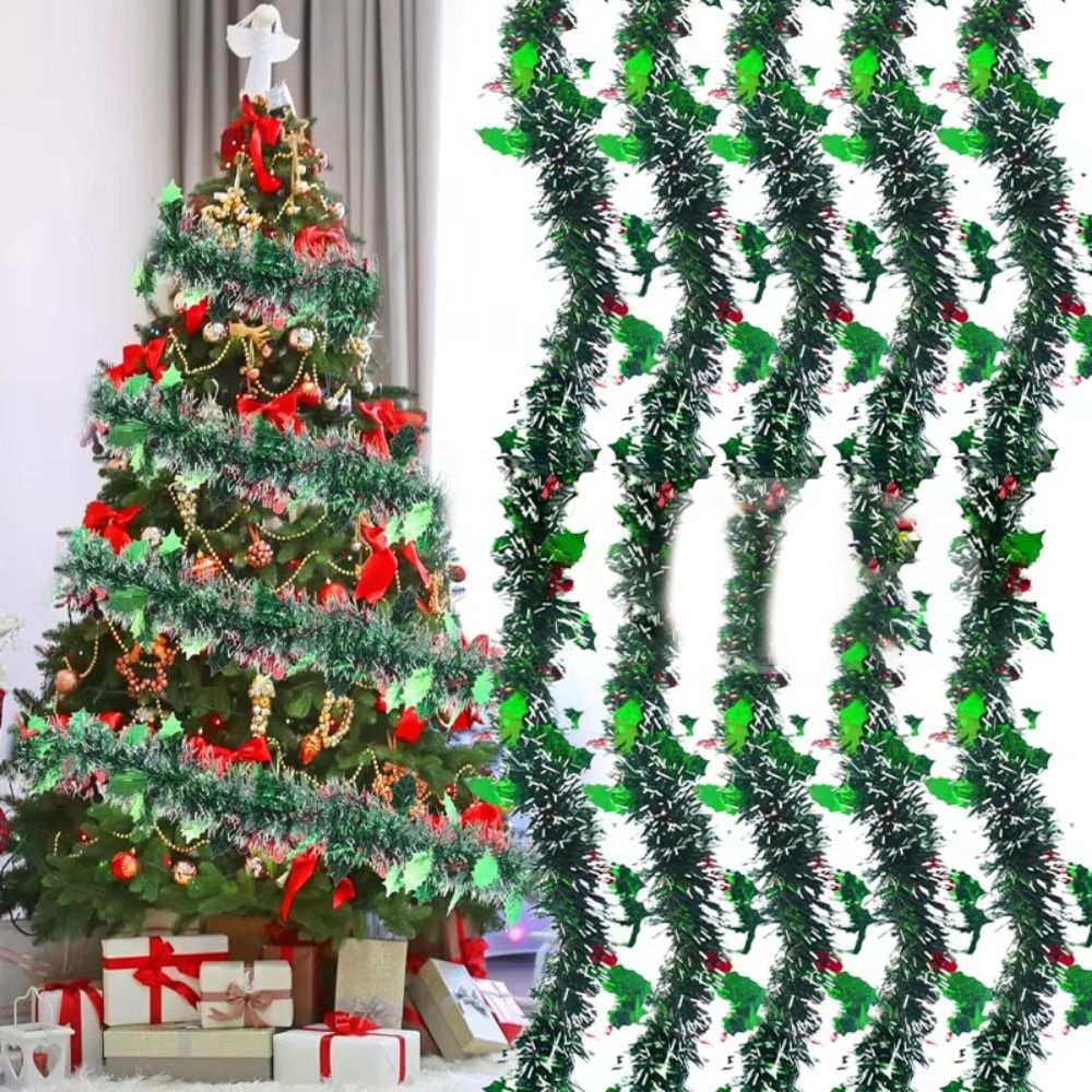Tinsel Garland Decoration - พวงมาลัยคริสต์มาสแบบใช้ซ้ำได้ 2 ชิ้น ยาว 2 เมตร