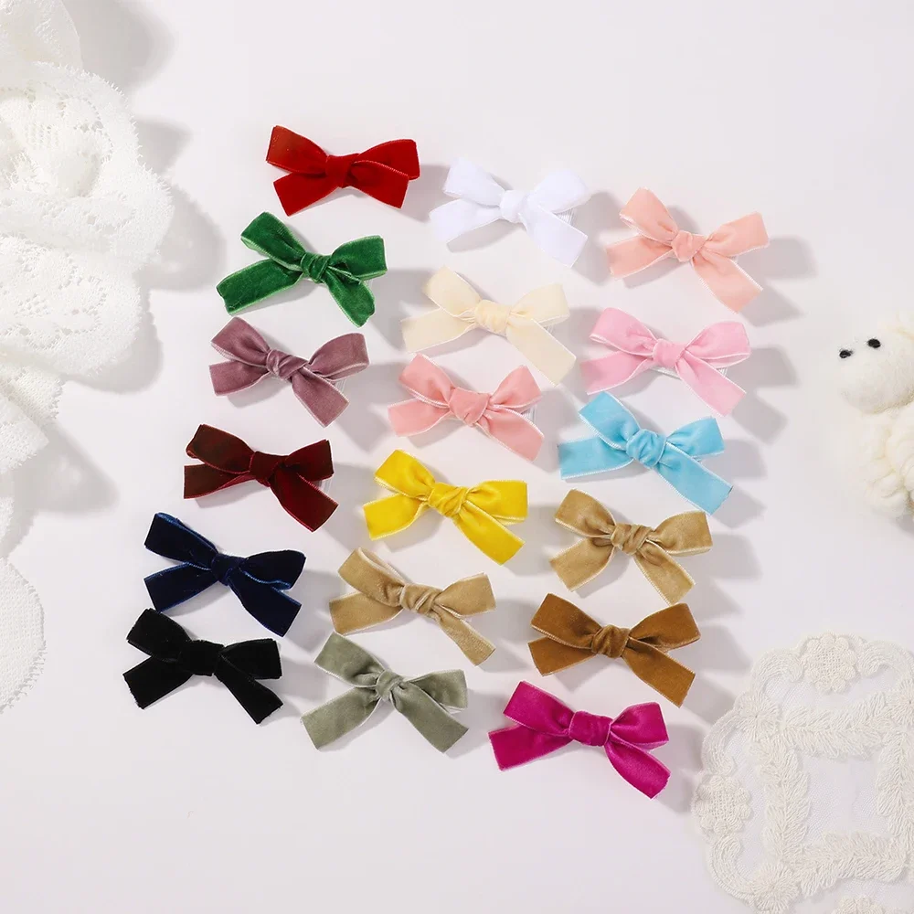 Ribbon Bow Gift - 6 ชิ้น/ล็อต Solid Ribbon Bows คลิปผมสําหรับเด็กทารก