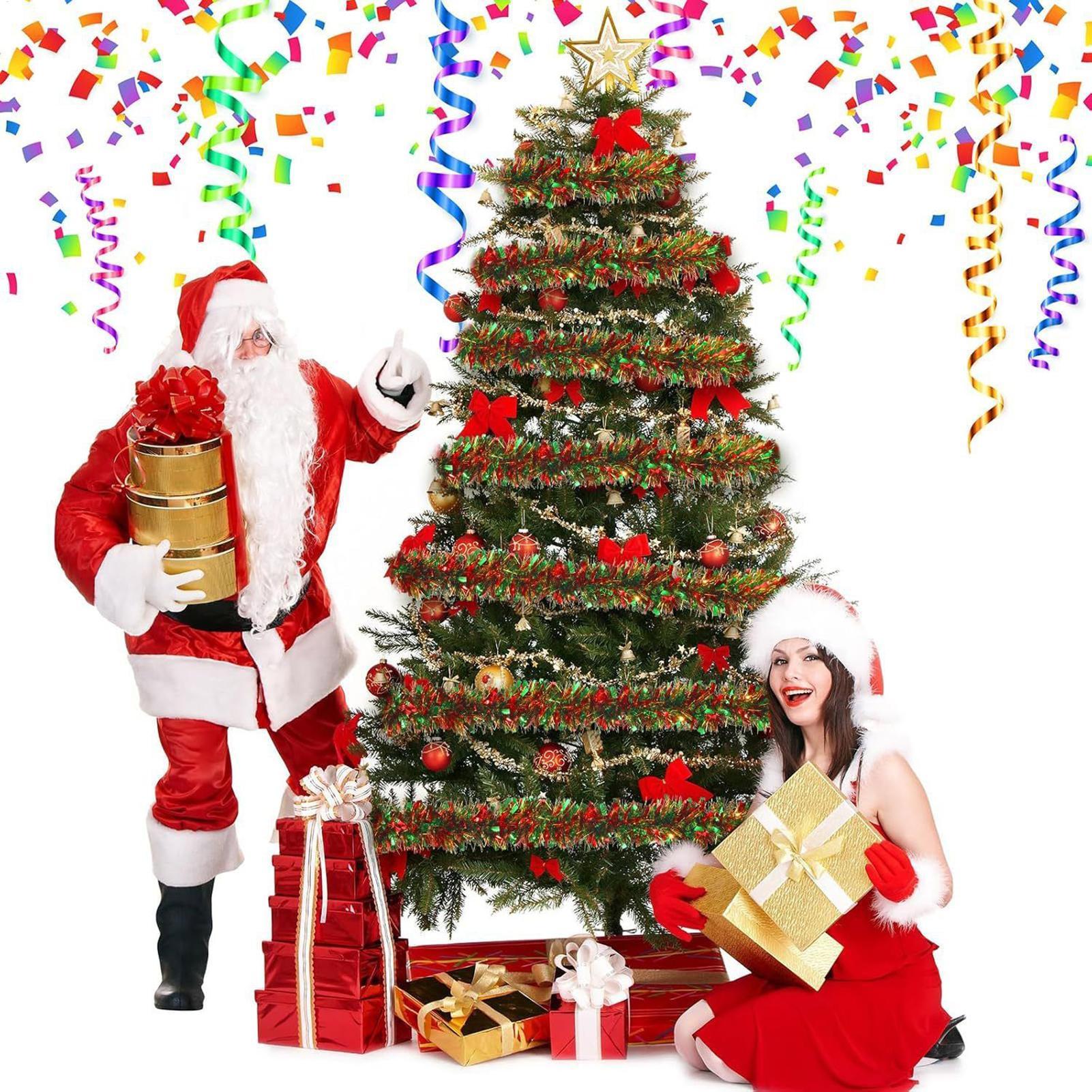 Tinsel Garland Decoration - พวงมาลัยตกแต่งคริสต์มาสแบบมีประกาย 6.5 ฟุต สำหรับงานปาร์ตี้ วันเกิด ฮาโลวีน