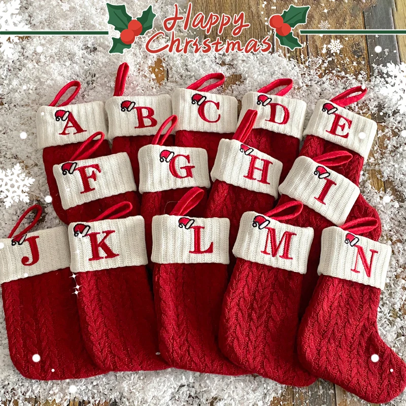 Christmas Stocking Hanging - ของตกแต่งคริสต์มาส 2025 ตัวอักษรตกแต่ง รองเท้าบู๊ทคริสต์มาส ถุงของขวัญ ต้นคริสต์มาส