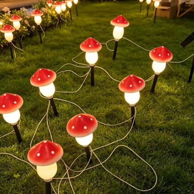 Christmas Lights Outdoor - ไฟประดับรูปเห็ดพลังงานแสงอาทิตย์ กันน้ำ สำหรับตกแต่งสวน สนามหญ้า ลานบ้าน คริสต์มาส