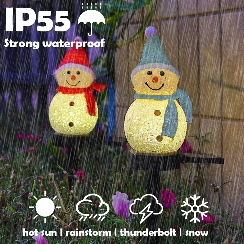 Christmas Lights Outdoor - โคมไฟสวนพลังงานแสงอาทิตย์รูปมนุษย์หิมะสำหรับคริสต์มาส LED กันน้ำ ตกแต่งสนามหญ้า ทางเดิน งานปาร์ตี้วันหยุด