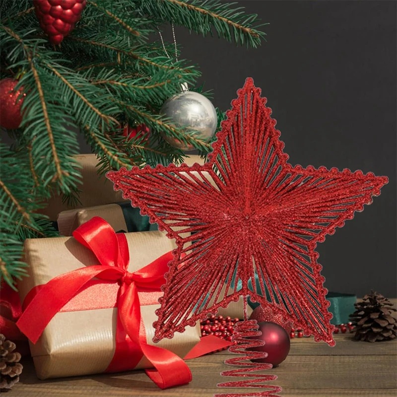 25 ซม.สีแดงGlitterต้นคริสต์มาส - Star Tree Topper บทวิจารณ์และราคา