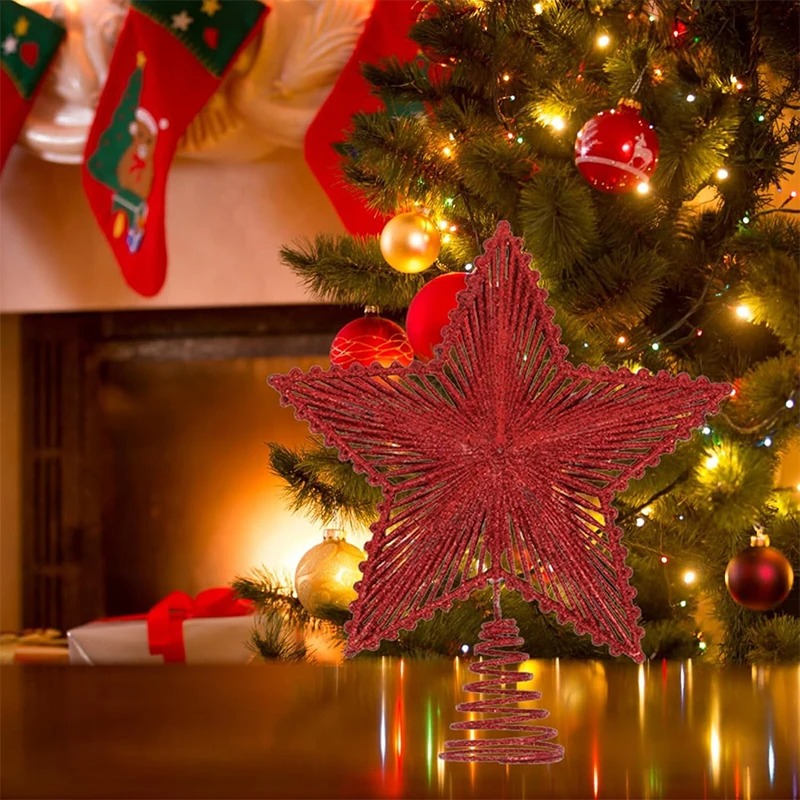 25 ซม.สีแดงGlitterต้นคริสต์มาส - Star Tree Topper บทวิจารณ์และราคา