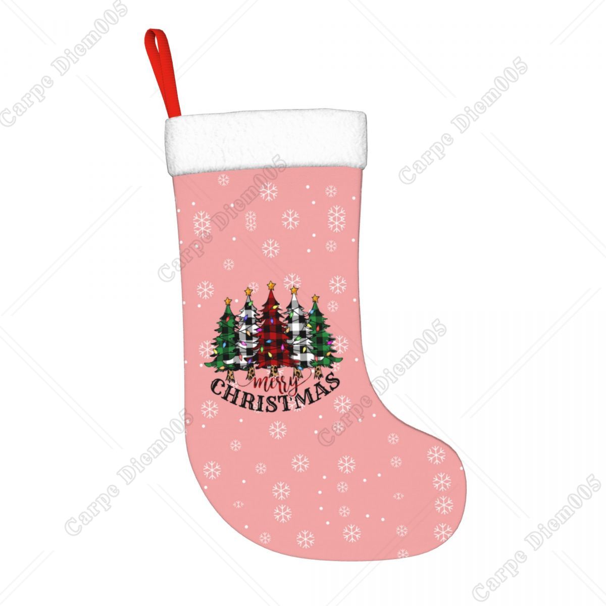 เกล็ดหิมะสีชมพูต้นคริสต์มาสถุง - Christmas Stocking Hanging บทวิจารณ์และราคา