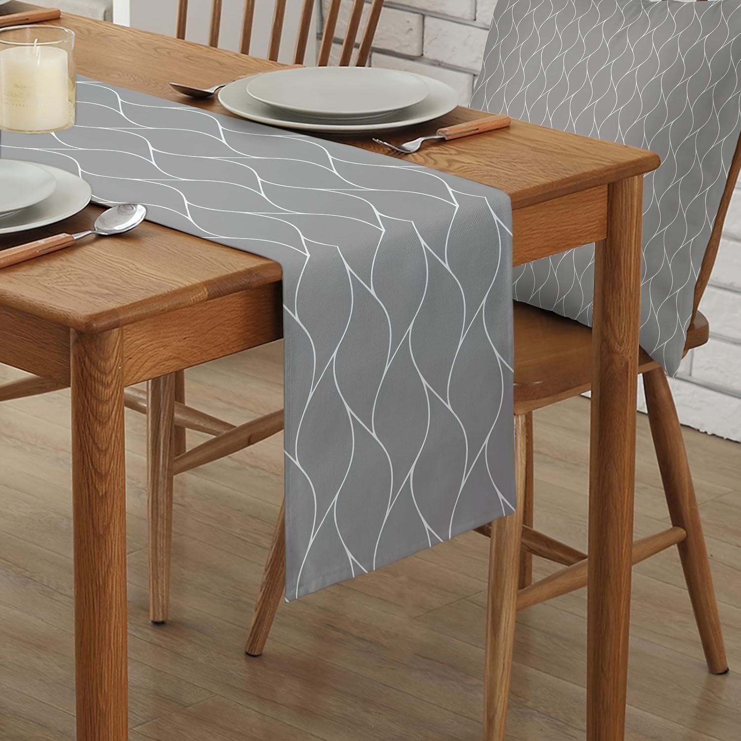1 PC สีเทาตาราง Runner ตกแต่งโ - Christmas Table Runner บทวิจารณ์และราคา