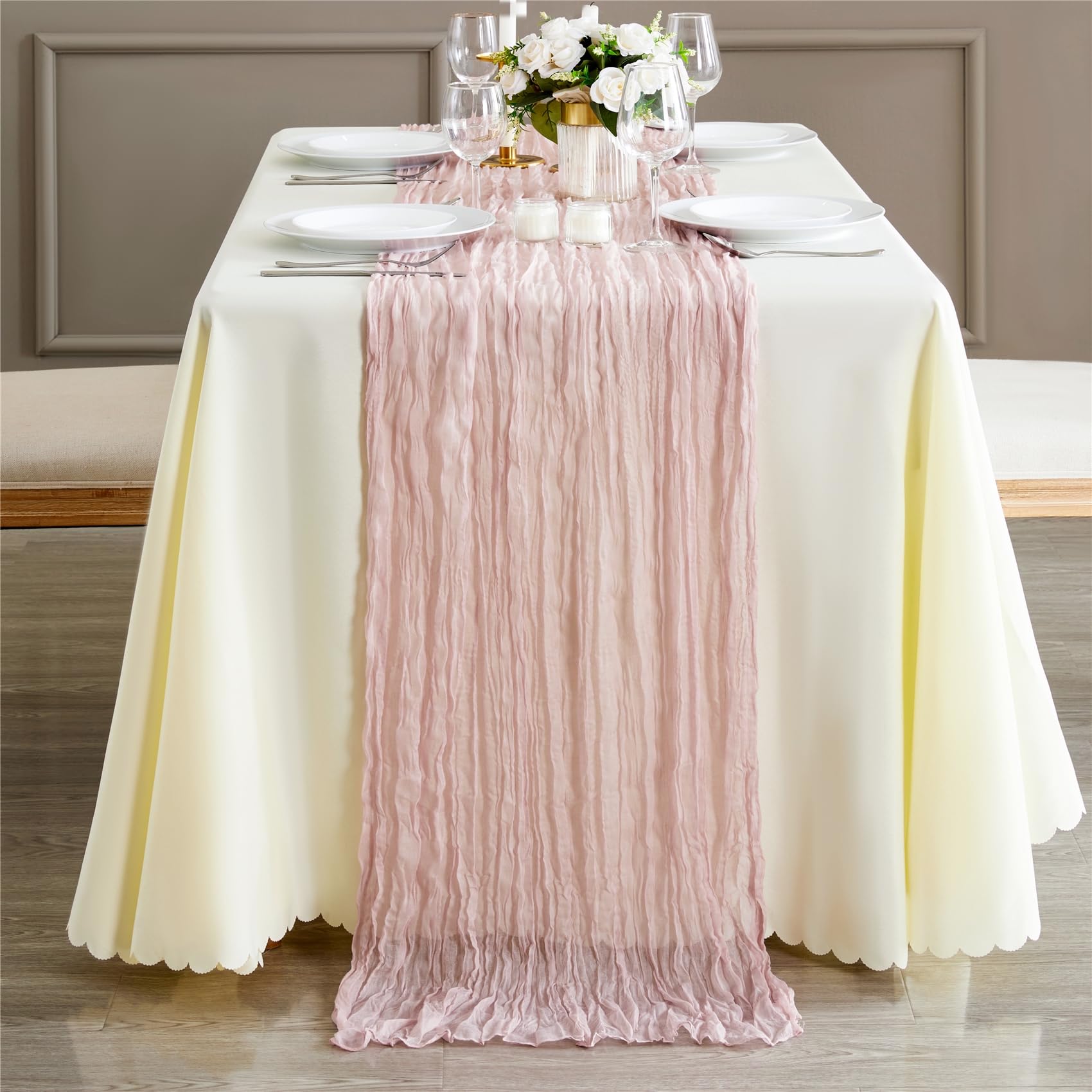 ชุดผ้าปูโต๊ะ 10 ผืน ผ้าก๊อซเคร - Christmas Table Runner บทวิจารณ์และราคา