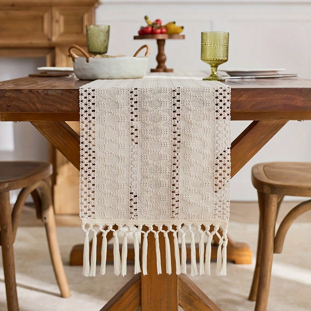 ผ้าปูโต๊ะสไตล์โบโฮฟาร์มเฮาส์สี - Christmas Table Runner บทวิจารณ์และราคา