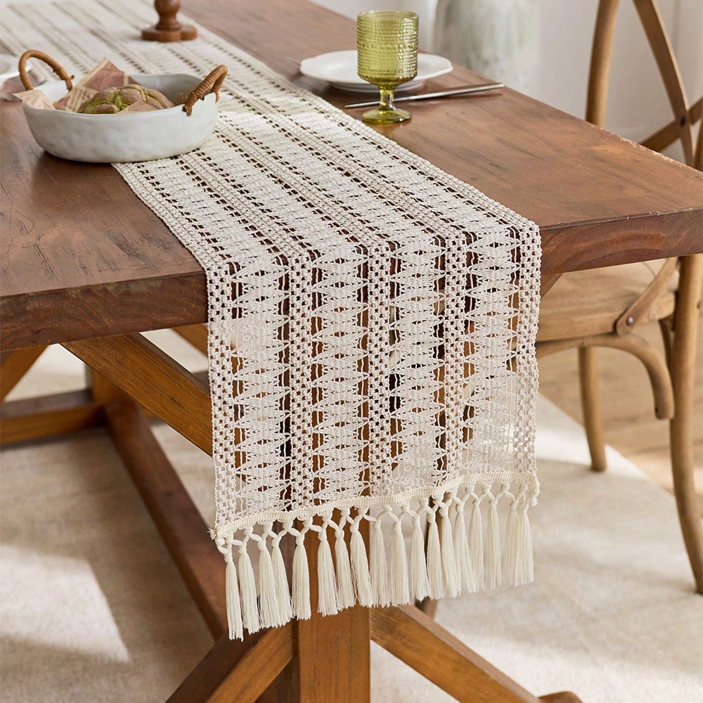 ผ้าปูโต๊ะสไตล์โบโฮฟาร์มเฮาส์สี - Christmas Table Runner บทวิจารณ์และราคา