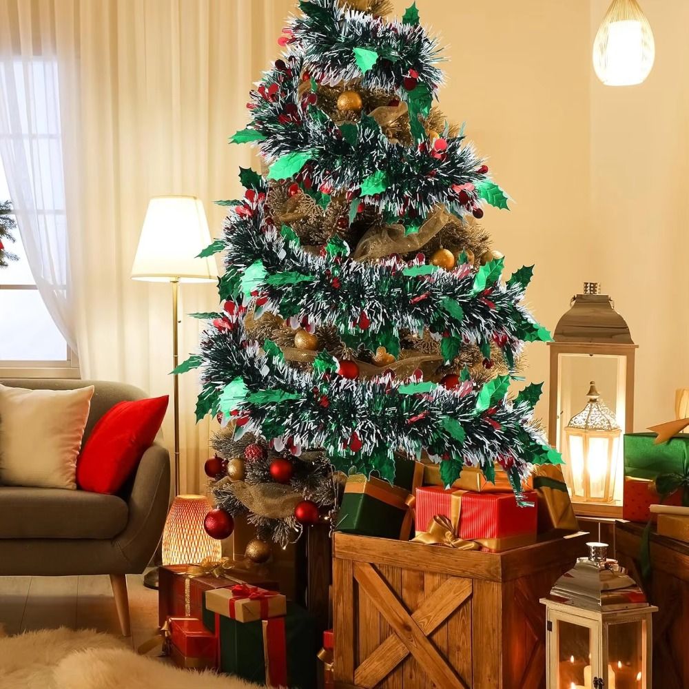 พวงมาลัยคริสต์มาสแบบใช้ซ้ำได้  - Tinsel Garland Decoration บทวิจารณ์และราคา