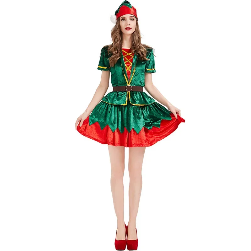 ผู้หญิงคริสต์มาสสีเขียว Elf เค - Elf Costume Christmas บทวิจารณ์และราคา