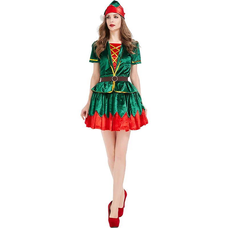 ผู้หญิงคริสต์มาสสีเขียว Elf เค - Elf Costume Christmas บทวิจารณ์และราคา