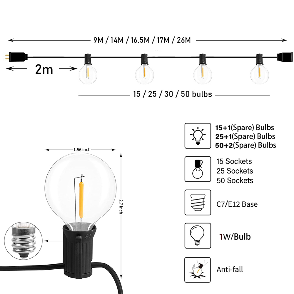 ไฟประดับ LED แบบสายยาว 7/26 เม - Led Fairy String Lights บทวิจารณ์และราคา