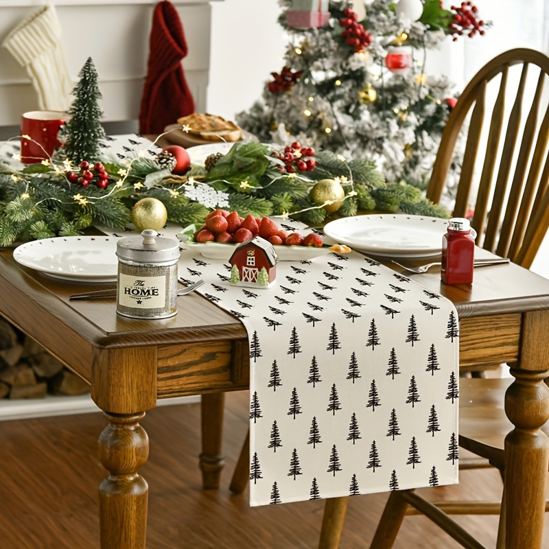 ผ้าปูโต๊ะลายต้นคริสต์มาสเรียบง - Christmas Table Runner บทวิจารณ์และราคา