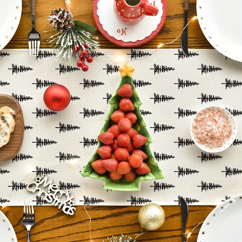 ผ้าปูโต๊ะลายต้นคริสต์มาสเรียบง - Christmas Table Runner บทวิจารณ์และราคา