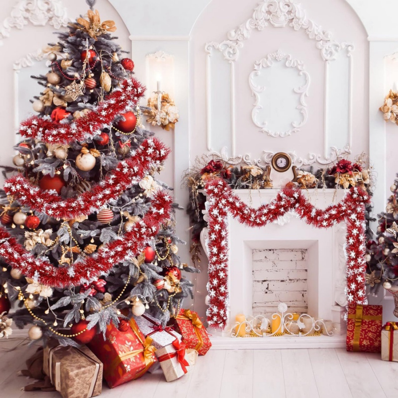 ริบบิ้นตกแต่งคริสต์มาส 1 ชิ้น  - Tinsel Garland Decoration บทวิจารณ์และราคา