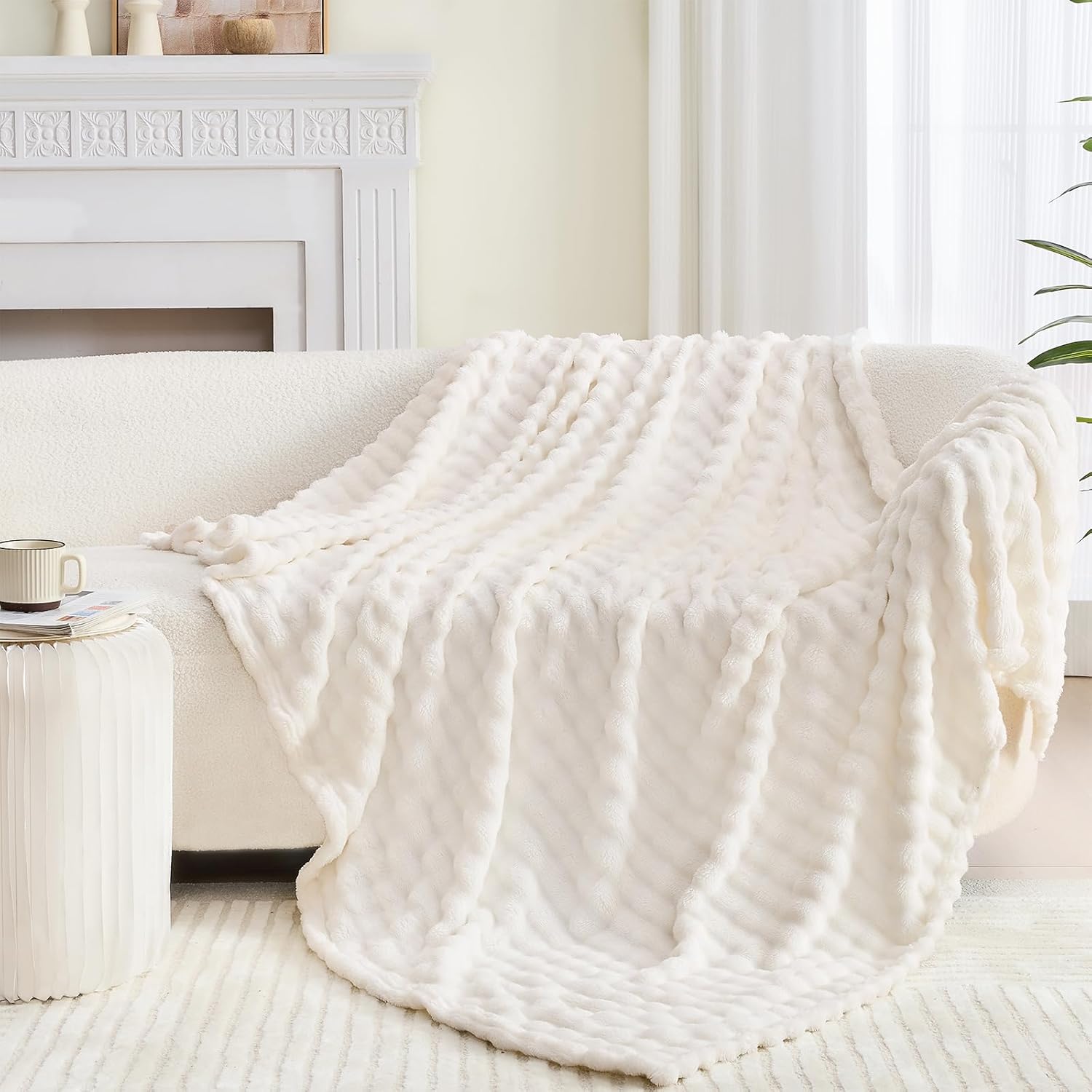 ผ้าห่มขนแกะสีขาวแบบ 3D ลายฟองอ - Christmas Throw Blanket บทวิจารณ์และราคา