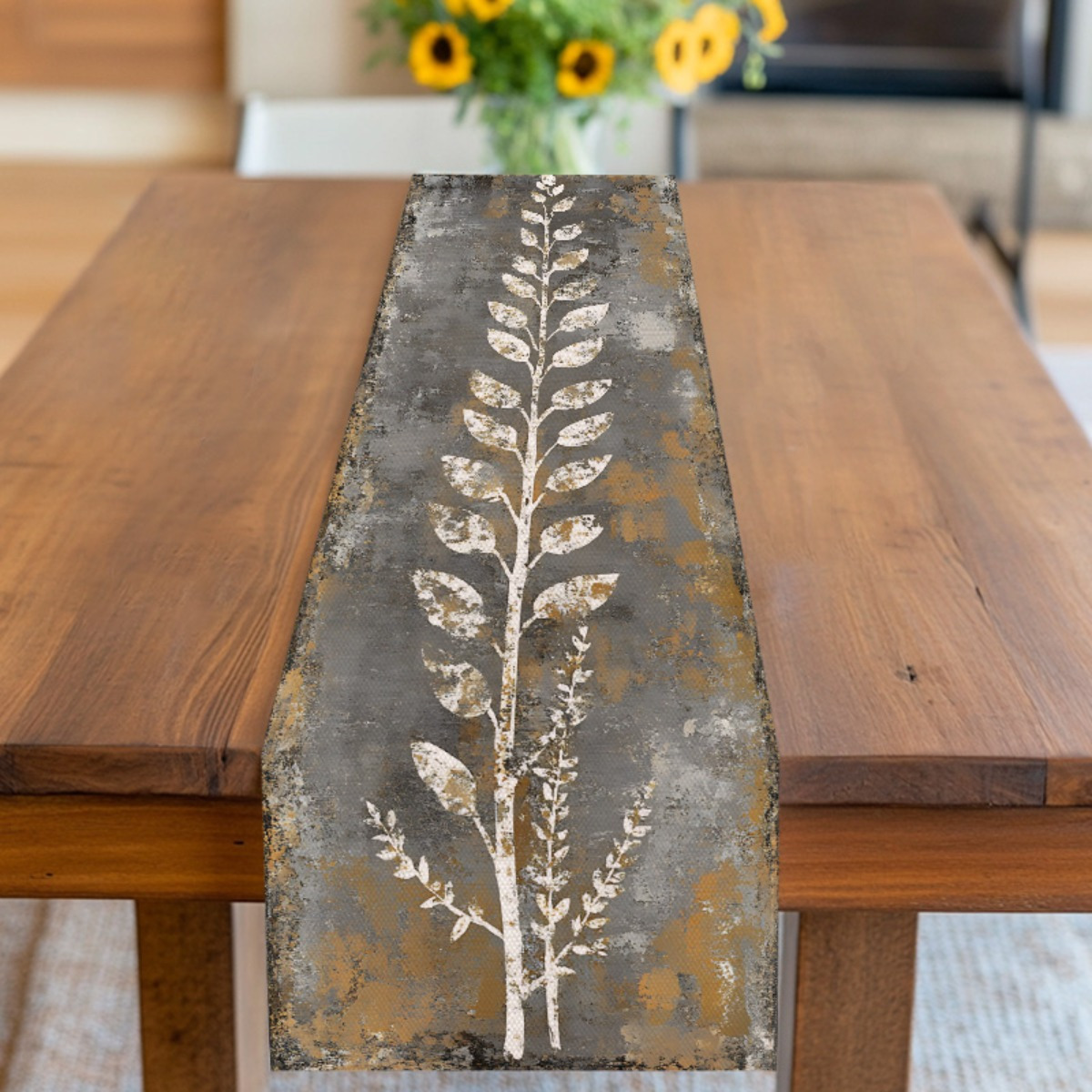 ผ้าปูโต๊ะลายใบไม้สีเทาขาวสไตล์ - Christmas Table Runner บทวิจารณ์และราคา