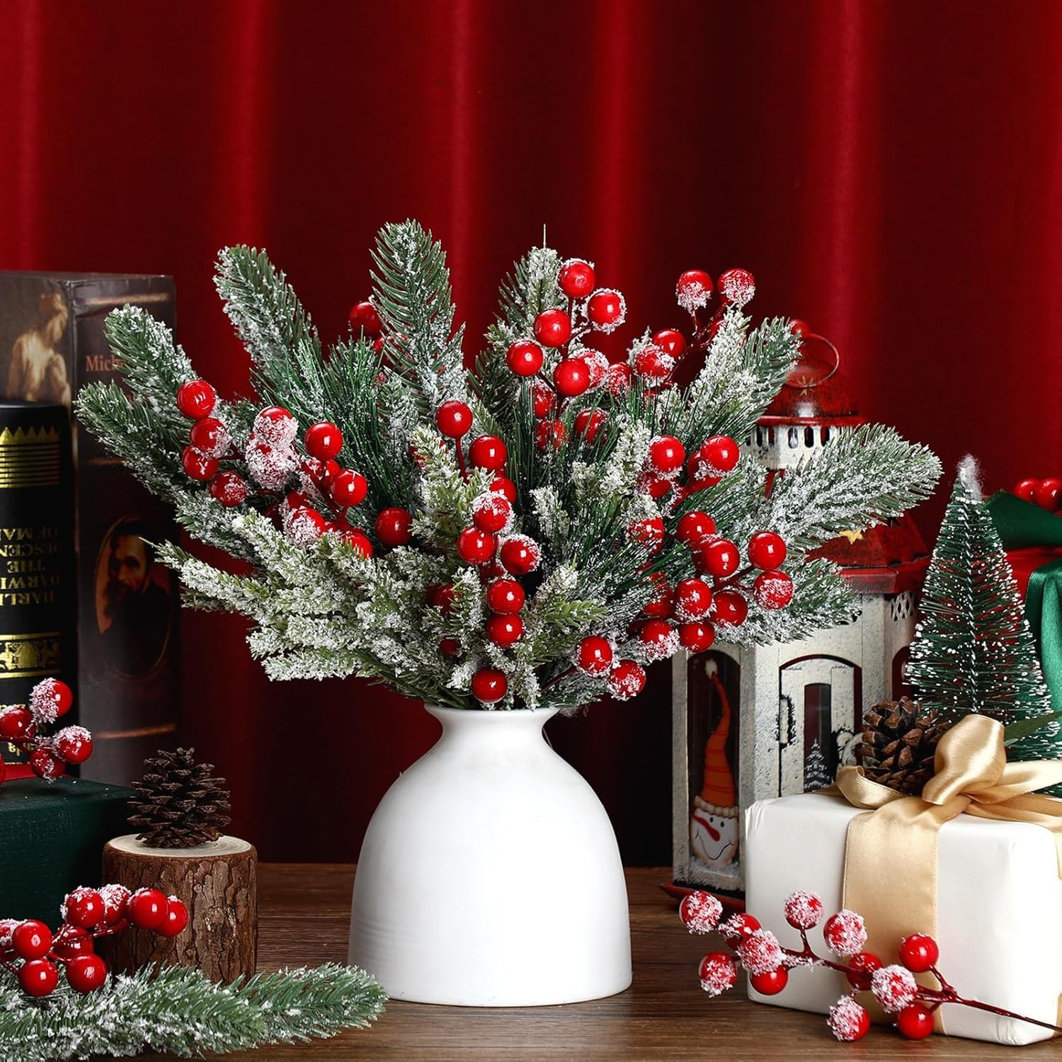 กิ่งสนสีขาวประดิษฐ์ ต้นไม้ปลอม - Christmas Wreath Fake บทวิจารณ์และราคา