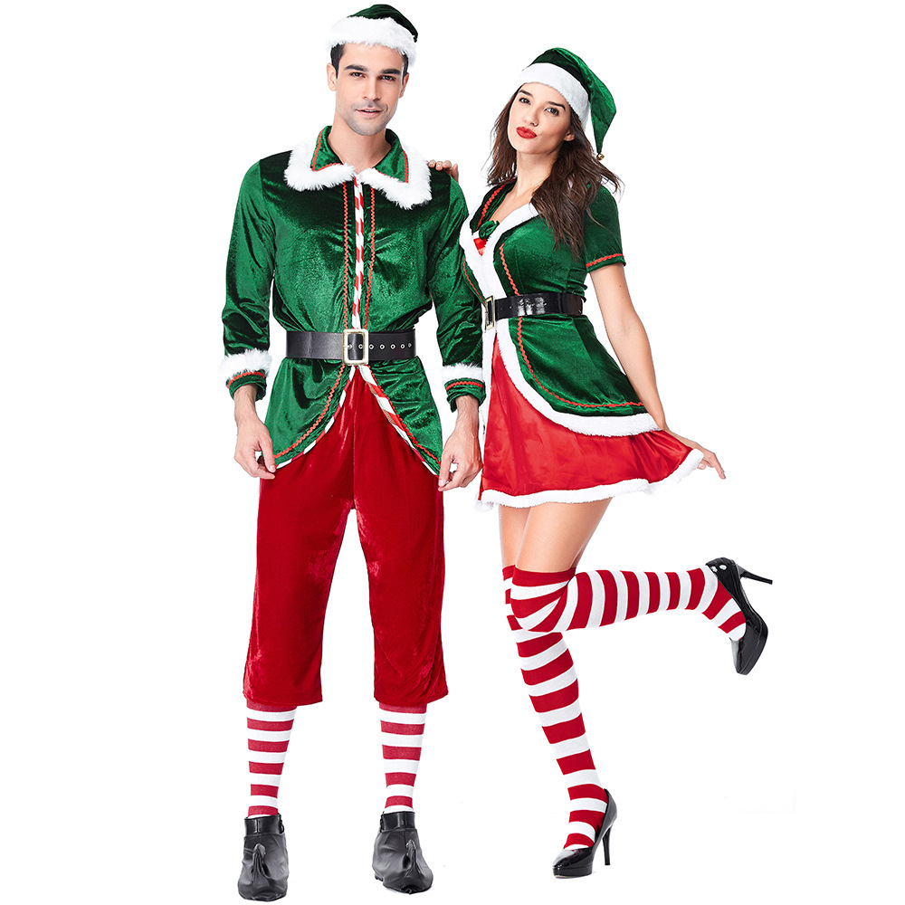 ชุดซานตาคลอส ผู้หญิง ผู้ชาย ชุ - Elf Costume Christmas บทวิจารณ์และราคา