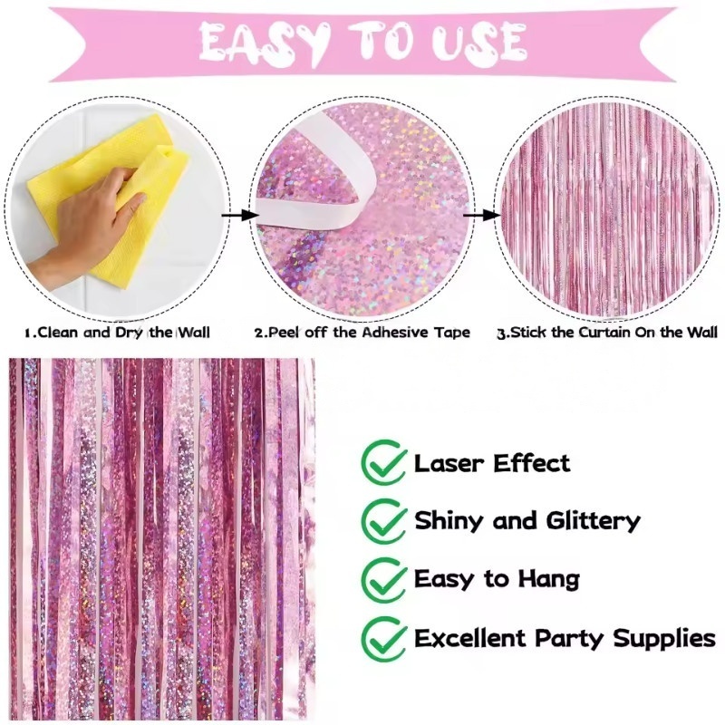 ฉากหลังงานปาร์ตี้แบบกลิตเตอร์  - Tinsel Garland Decoration บทวิจารณ์และราคา