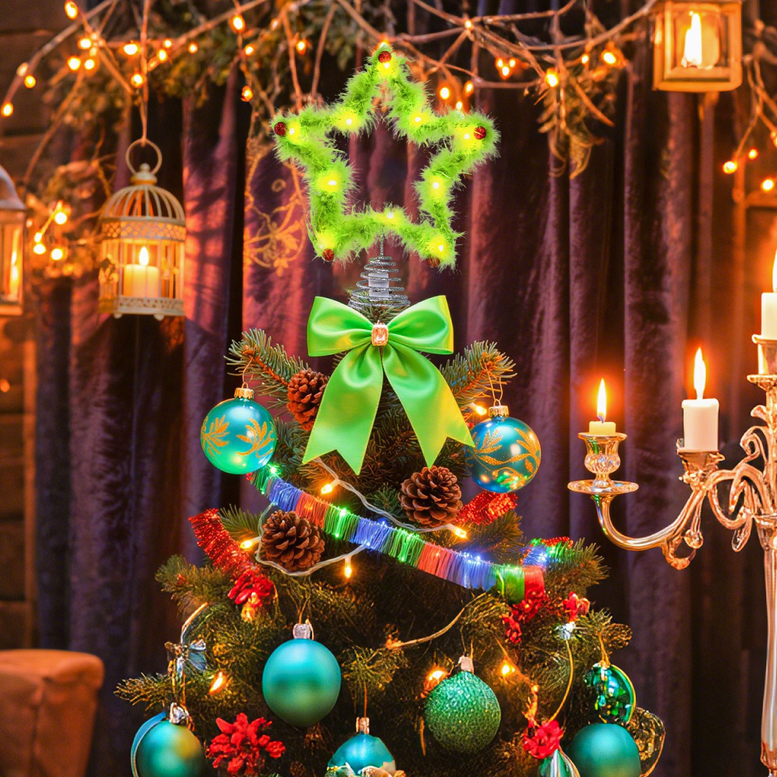ตุ๊กตากรินช์ขนฟูติดยอดต้นคริสต - Star Tree Topper บทวิจารณ์และราคา