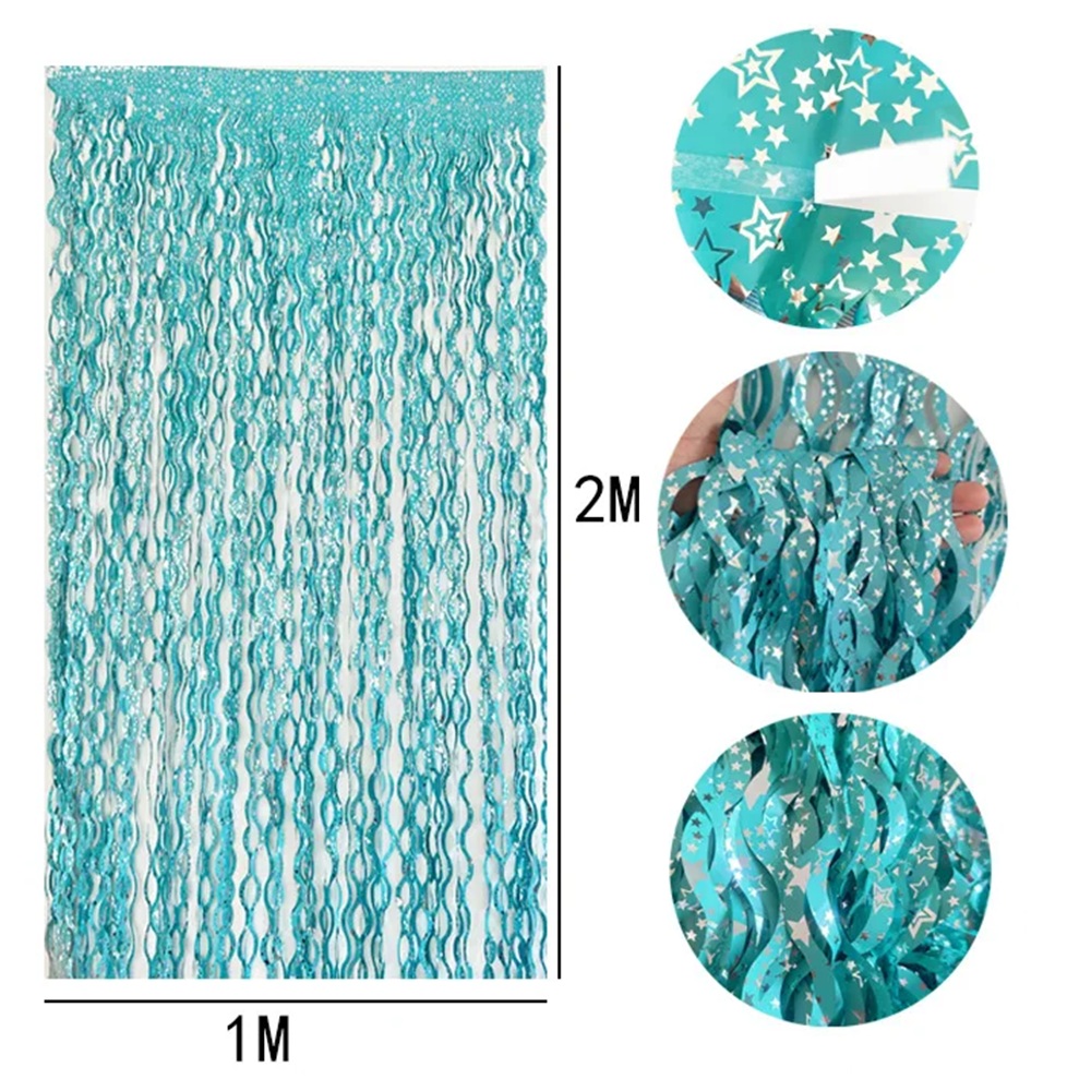 ม่านฟอยล์สีฟ้าอมเขียวชมพู 2 แพ - Tinsel Garland Decoration บทวิจารณ์และราคา