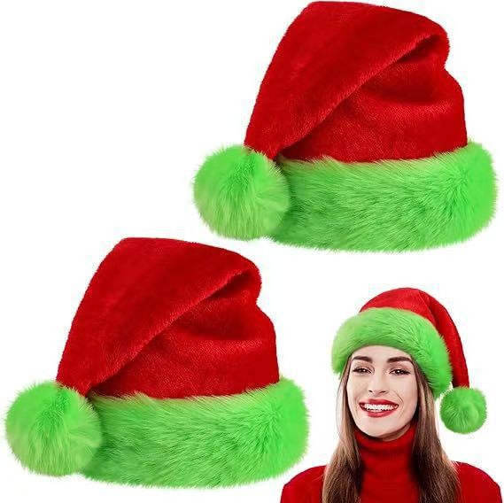 หมวกซานต้าขนปุย 1 ชิ้น/10 ชิ้น - Santa Hat Plush บทวิจารณ์และราคา