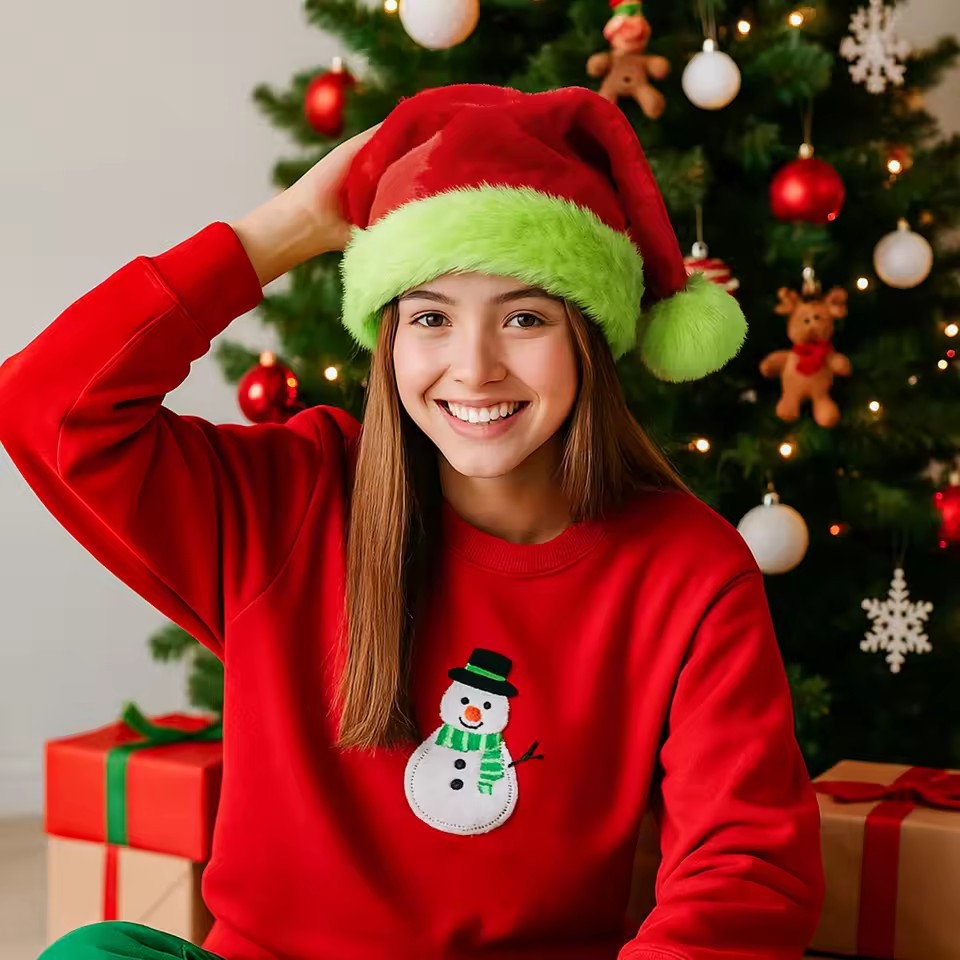 หมวกซานต้าขนปุย 1 ชิ้น/10 ชิ้น - Santa Hat Plush บทวิจารณ์และราคา